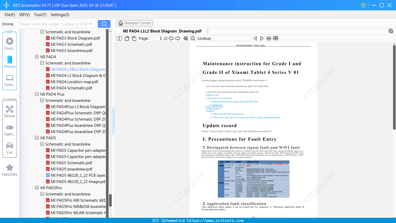 Xiaomi MI PAD4 L1&L2 Block Diagram & Drawing